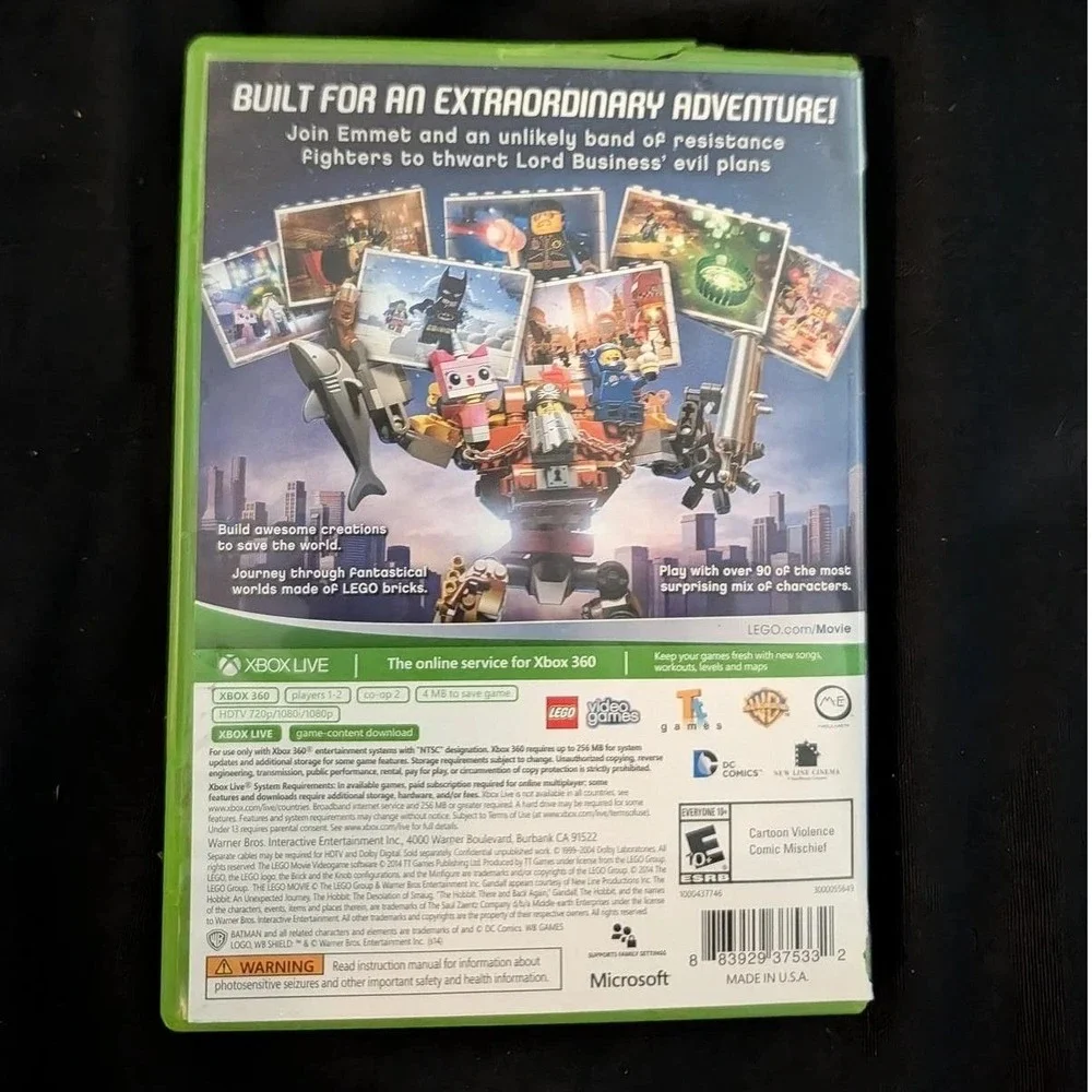 The‎ LEGO Movie Videogame Xbox 360 Microsoft 2014 Warner Bros Action Adventure